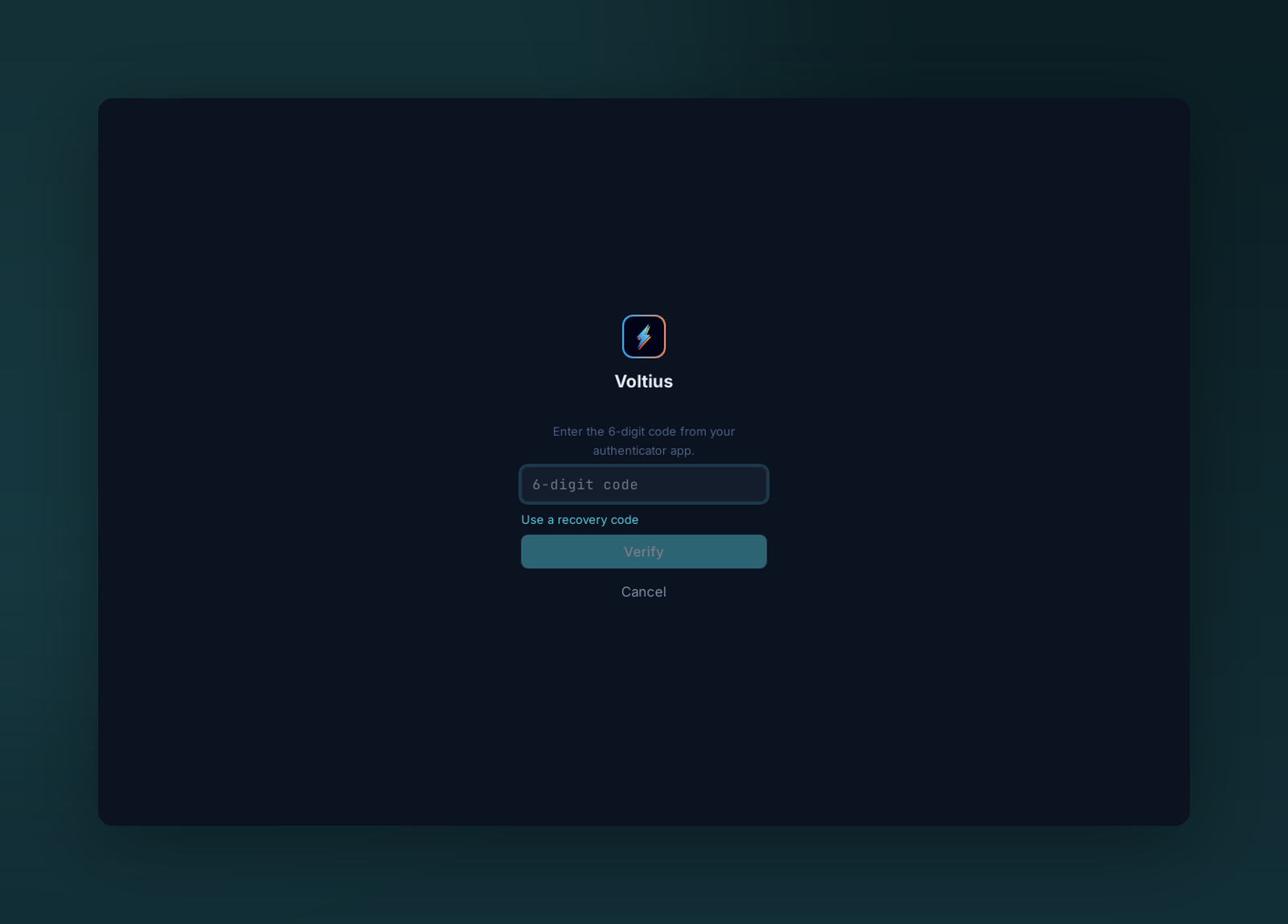 The sign-in screen asking for a 6-digit code, with a link to use a recovery code instead